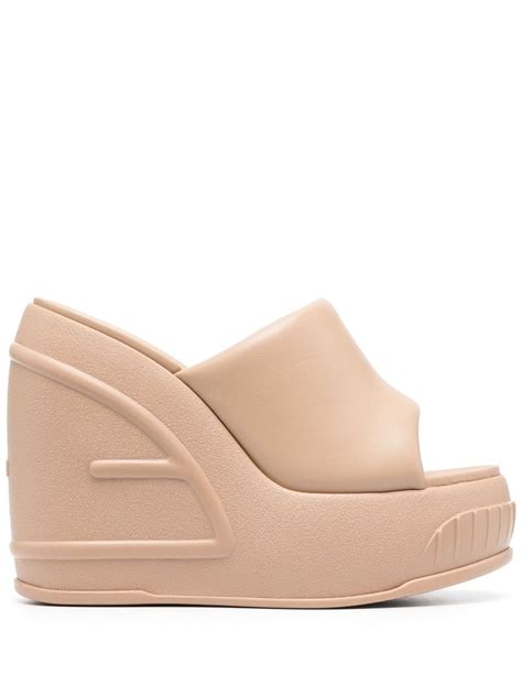 Shop Fendi Logo Wedge Sandals 